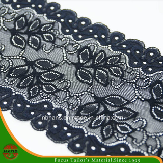 Encaje elástico floral negro (FJXD-10)