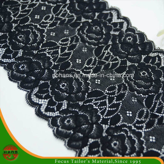 Encaje elástico floral negro (FJXD-15)
