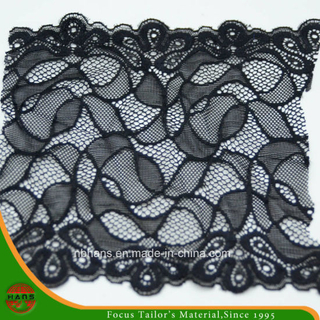 Encaje elástico floral negro (FJXD-30)