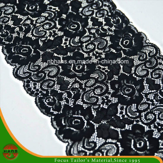 Encaje elástico floral negro (FJXD-02)