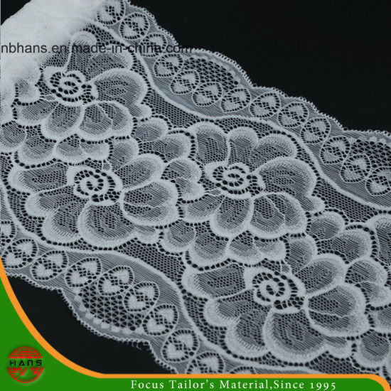 Encaje elástico floral blanco (MXD-107)