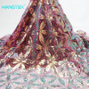 Hanstex Couture diseñador de encaje de tela bordado de lentejuelas de colores encaje con cuentas de perla nupcial encaje para vestido de noche