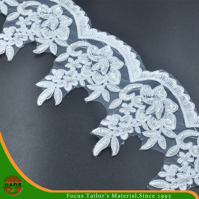 Bordado de encaje en organza con cuentas y lentejuelas (HD-044)