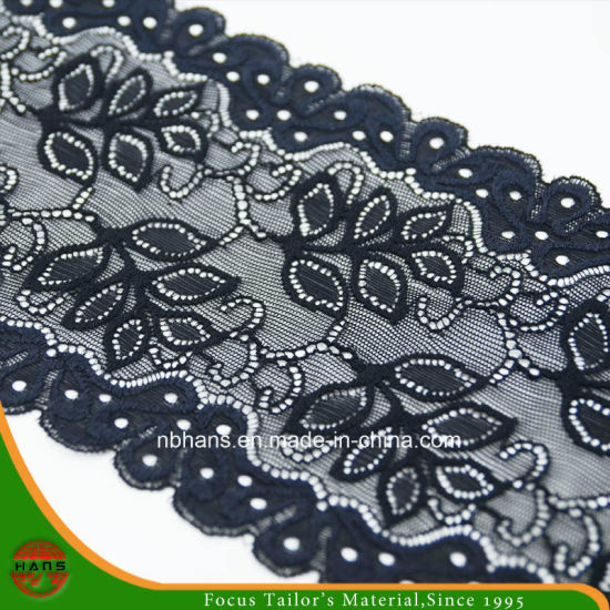 Encaje elástico floral negro (FJXD-10)