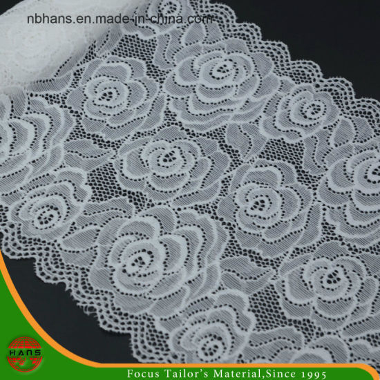 Encaje elástico floral blanco (MXD-109)