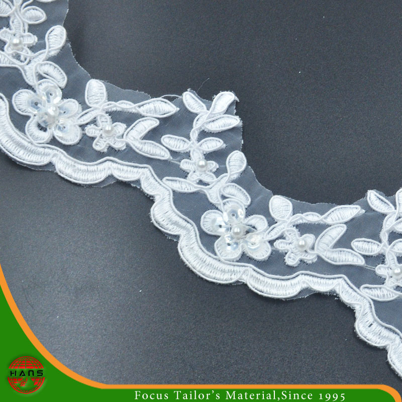 Bordado de encaje en organza con cuentas y lentejuelas (HD-042)