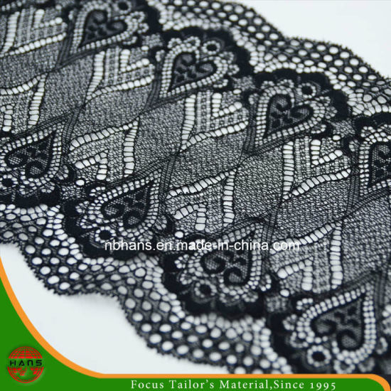 Encaje elástico floral negro (FJXD-12)