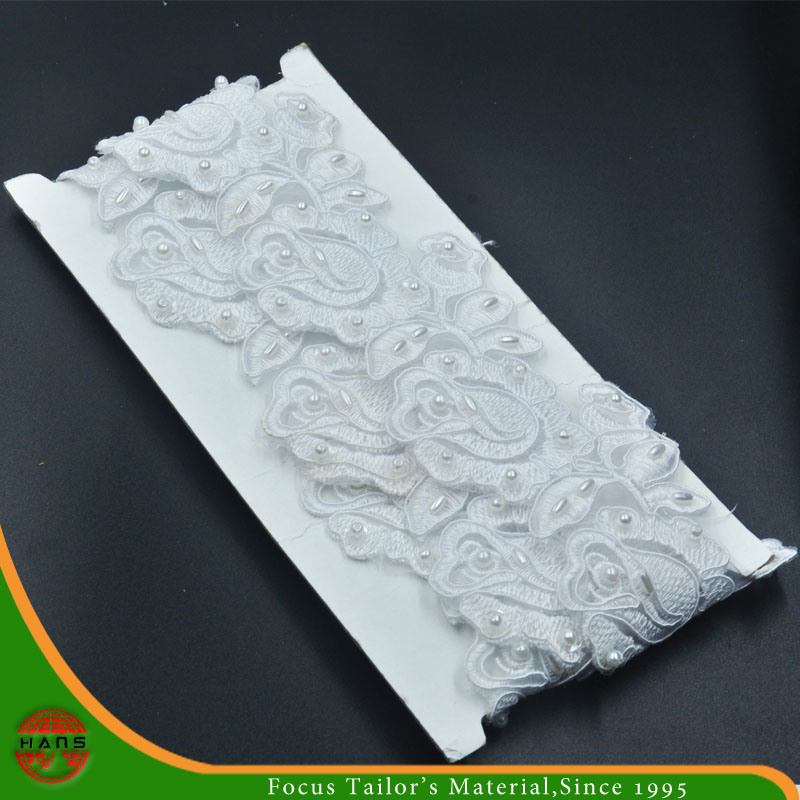 Bordado de encaje en organza con cuentas y lentejuelas (HD-040)