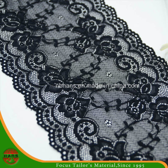 Encaje elástico floral negro (FJXD-14)