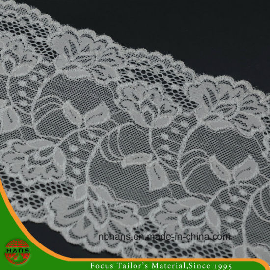 Encaje elástico floral blanco (MXD-197)