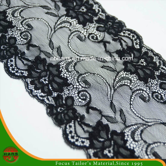Encaje elástico floral negro (FJXD-03)