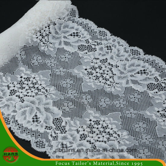 Encaje elástico floral blanco (MXD-135)