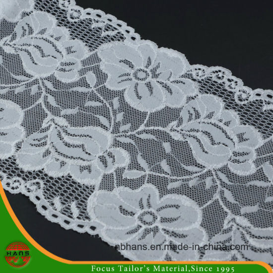 Encaje elástico floral blanco (MXD-108)
