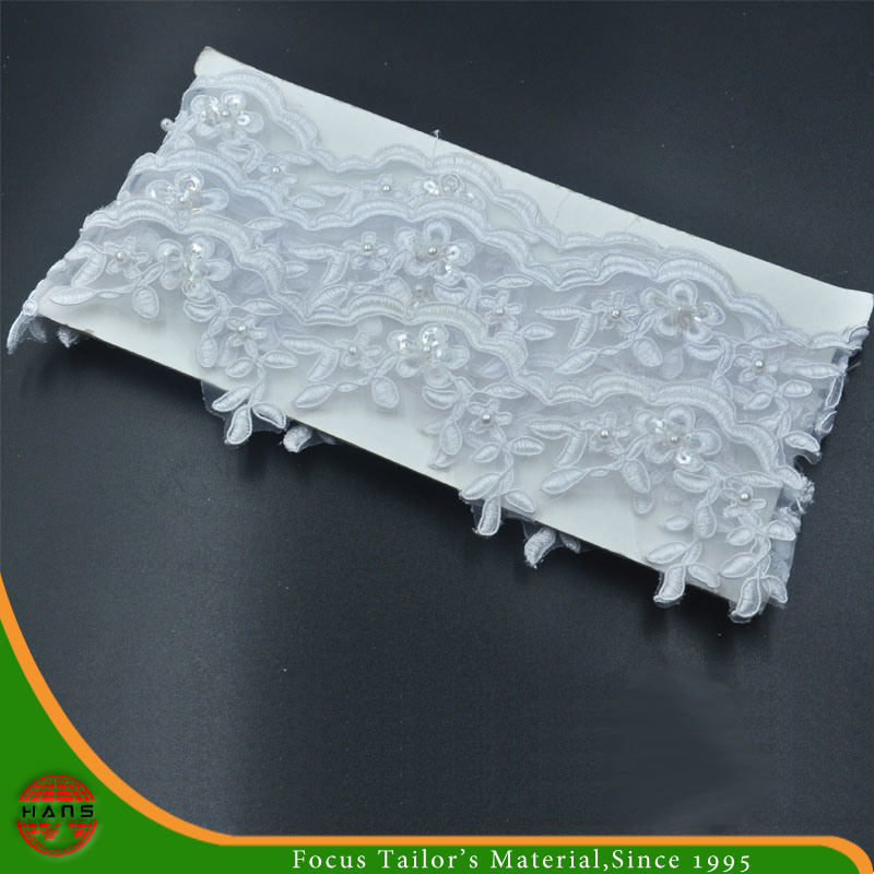 Bordado de encaje en organza con cuentas y lentejuelas (HD-042)