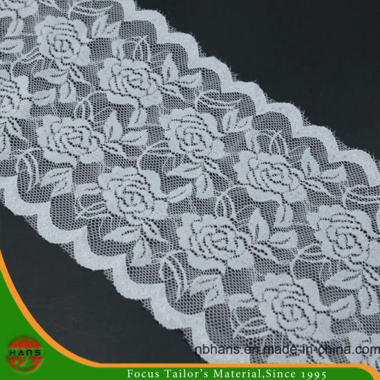Encaje elástico floral blanco (MXD-110)