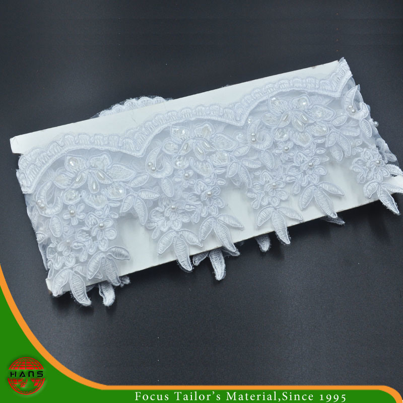 Bordado de encaje en organza con cuentas y lentejuelas (HD-044)