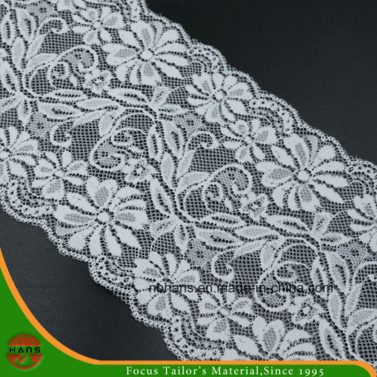 Cordón elástico floral blanco (HSTF-1714)