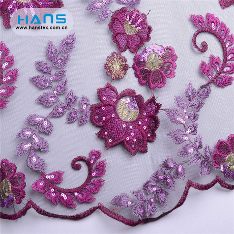 Hans nueva moda tela de encaje rojo blanco