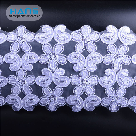 Tela de encaje estirado con cuentas de moda al por mayor de Hans