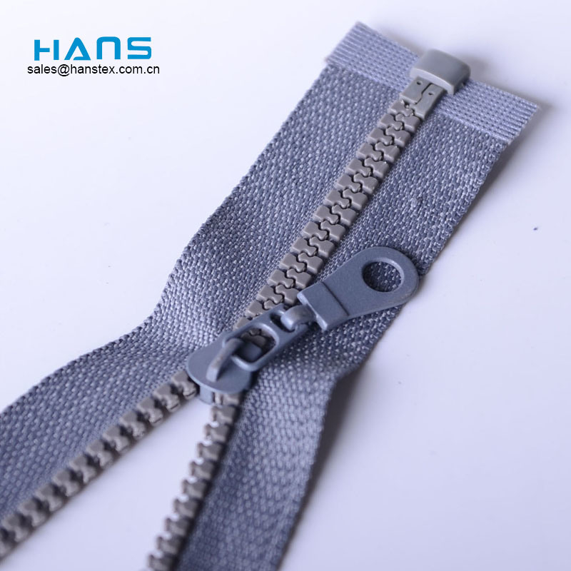Hans precio barato lavable grandes dientes de plástico con cremallera